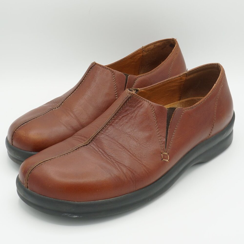 Birkenstock Footprints Brown Leather V-Gore Slip-On Shoes - EU 42